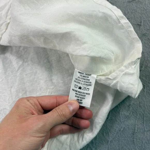 Robert Graham Linen Shirt Mens 2XL White Embroidered Button Up Beach Casual - Picture 8 of 11